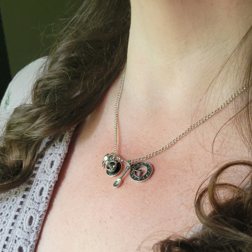 Alice in Wonderland Tea Party Silver Charm Necklace - Picture 12 of 16